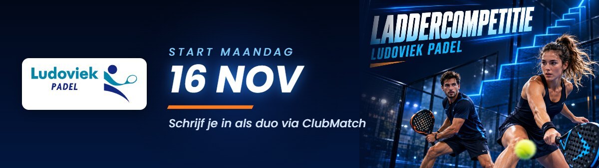 Schrijf je in voor de padel laddercompetitie van Ludoviek Padel - start maandag 16 november